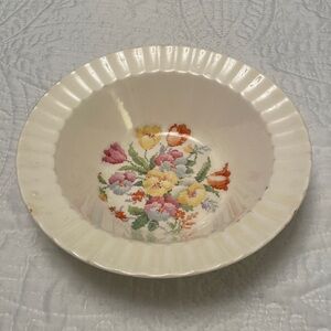 Vintage Edwin M. Knowles China Co. Cross Stitch Pattern Serving Bowl USA